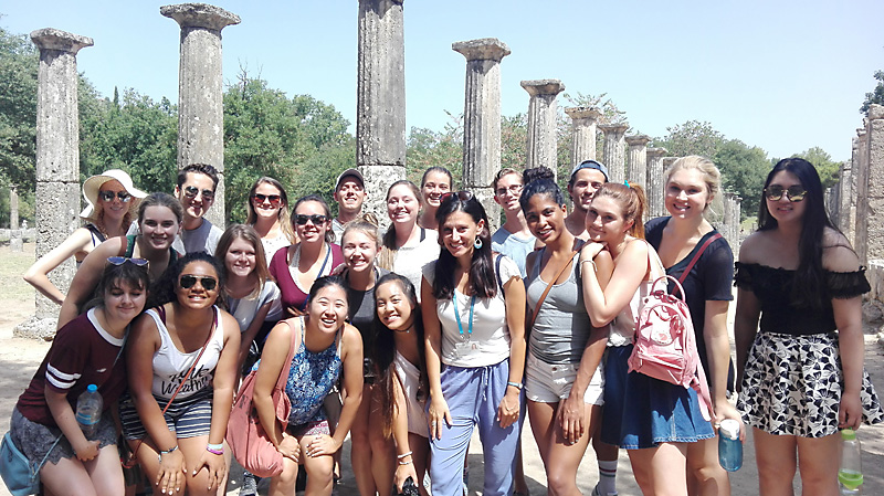 with US Loyola students ancient Olympia